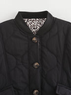 Vintage damejakke med leopardprint knapper polstring og lange ærmer | Géraldine