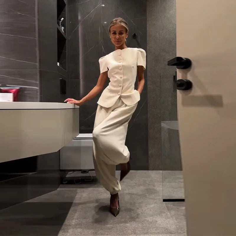 Sæt Slim Elegant Lanterne Ærmer Sommer | Velmira