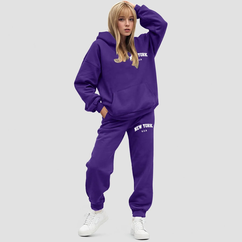 Dames Hoodie Set Oversized Fleece Jogger | Elvara