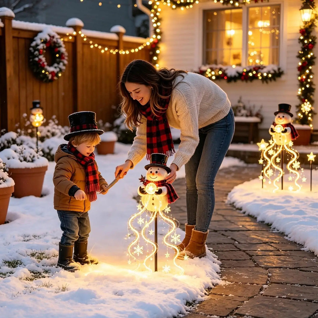 Dekoracja świąteczna zasilana energią słoneczną, z bałwankiem i oświetleniem LED | Snowy