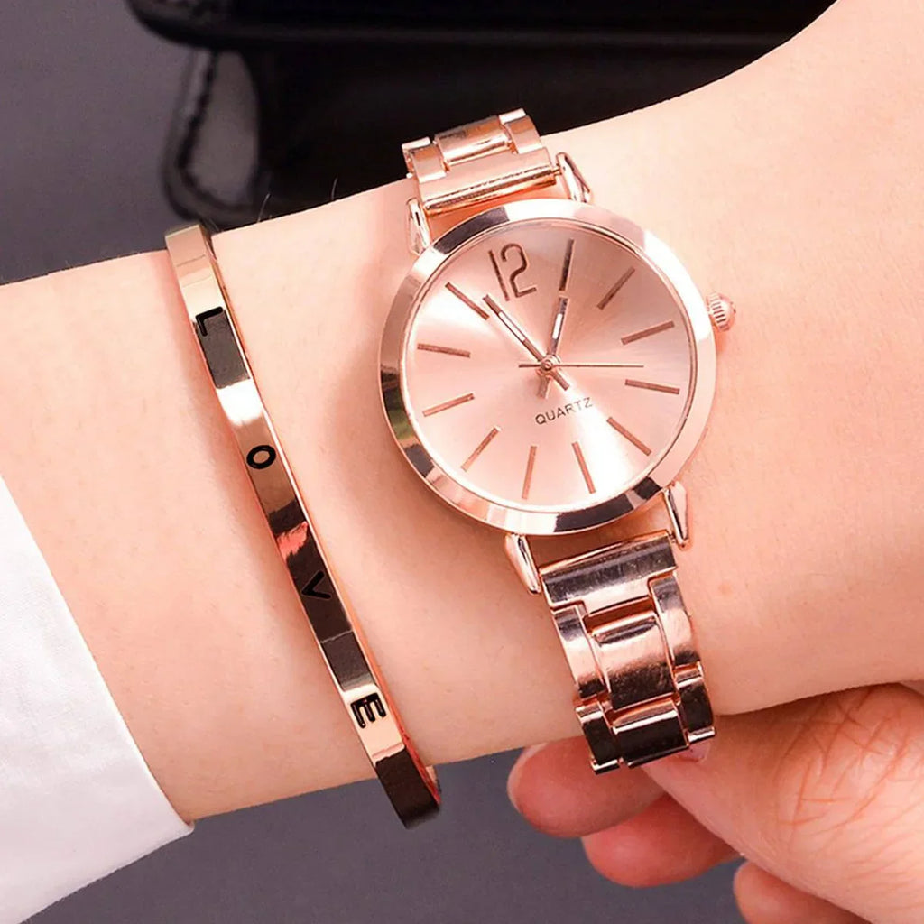 Dameur sæt minimalistisk analog stål kvarts | Paloma