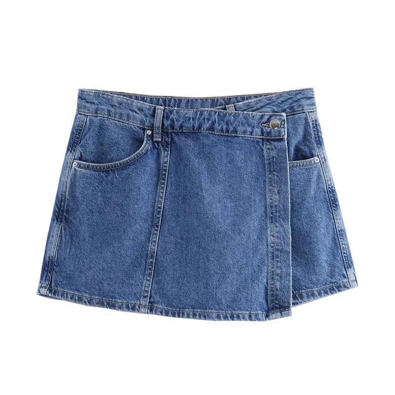 Cropped Denim Bluse Klassisk Krave | Luseva