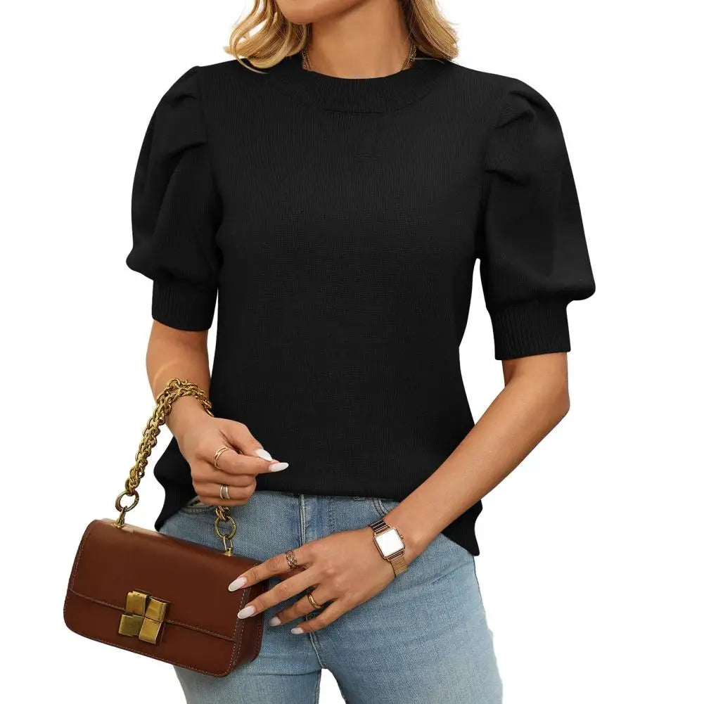 Bluse Puff Sleeve Letvægts Sommer Komfort | Velmira