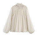 Bluse Polka Dot V-Neck Slim Fit | Elaris