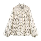 Bluse Polka Dot V-Neck Slim Fit | Elaris