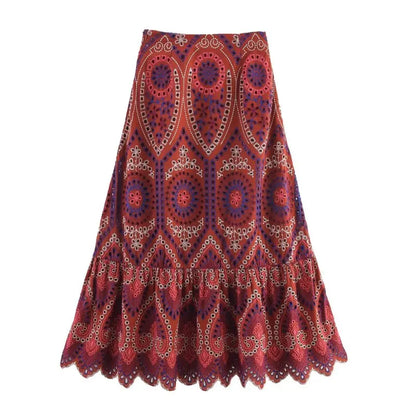 Top og Nederdel Broderet Boho Sommersæt | Camelia