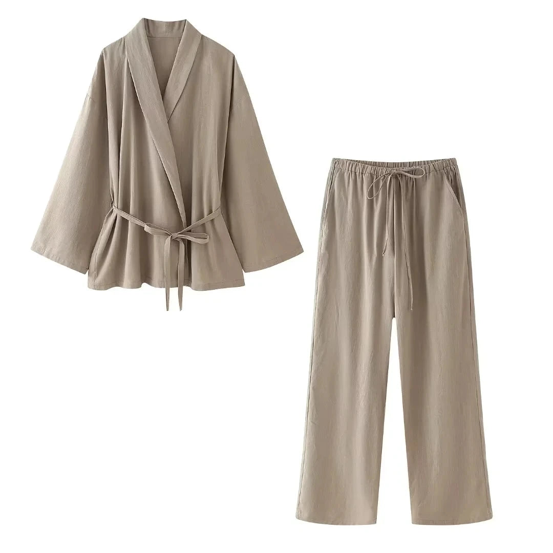 Sæt 2-delt Blazer V-Hals Wide Leg | Estrella