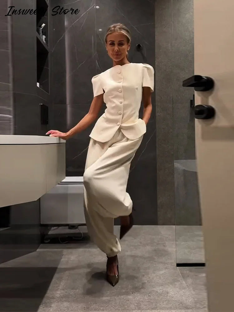 Sæt Slim Elegant Lanterne Ærmer Sommer | Velmira