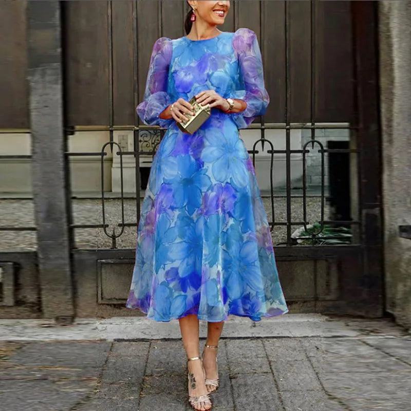 Midi Kjole Blomsterprint Elegant Bryllup | Sorella