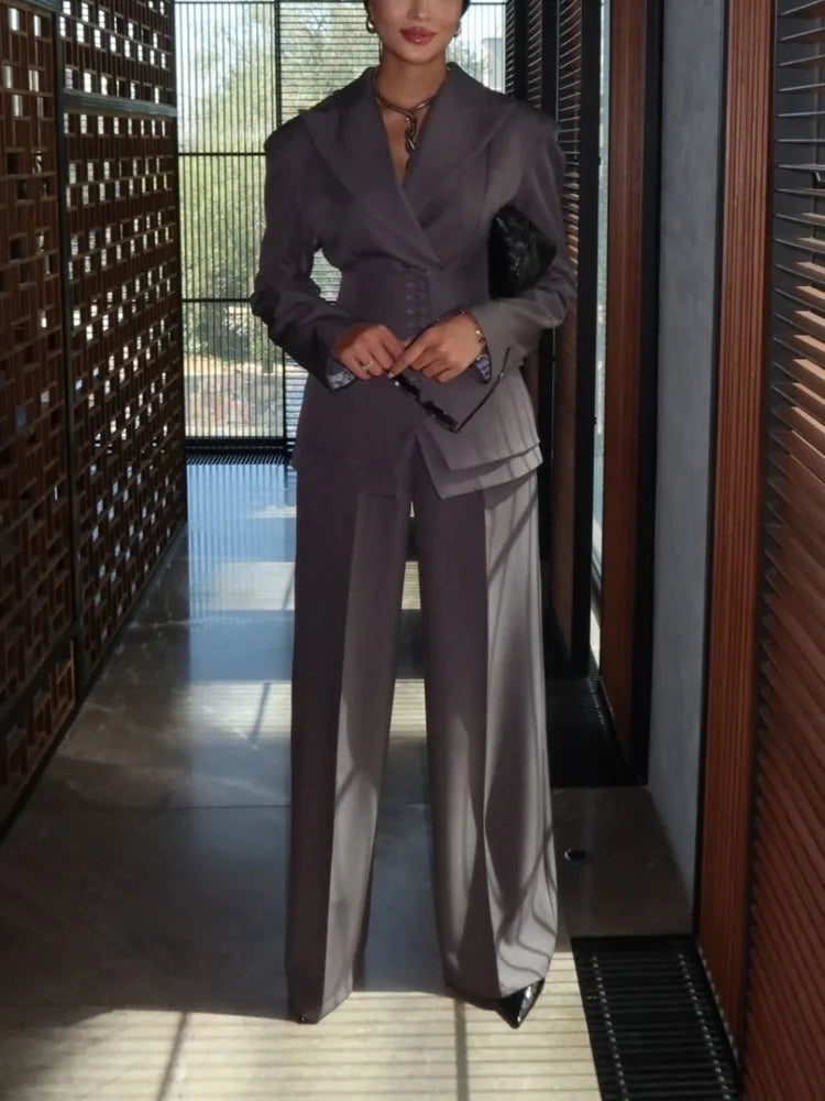 Wide Leg Sæt Høj Talje Polyester | Zenvira