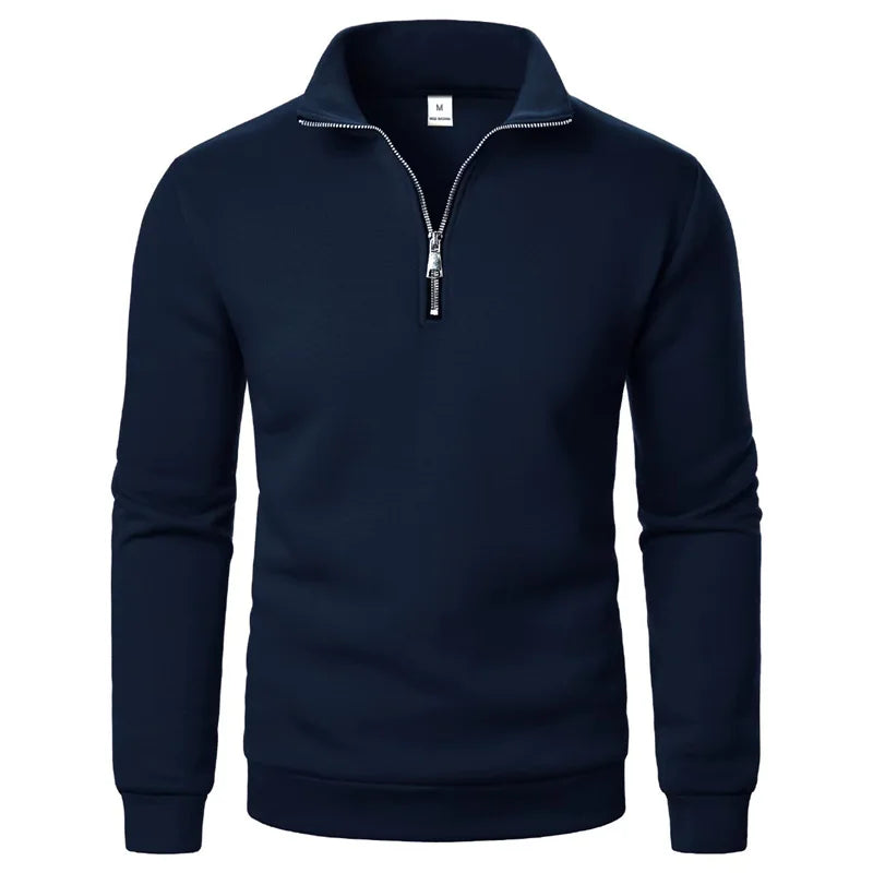 Herre sweatshirt med halv lynlås høj krave og lange ærmer | Étienne
