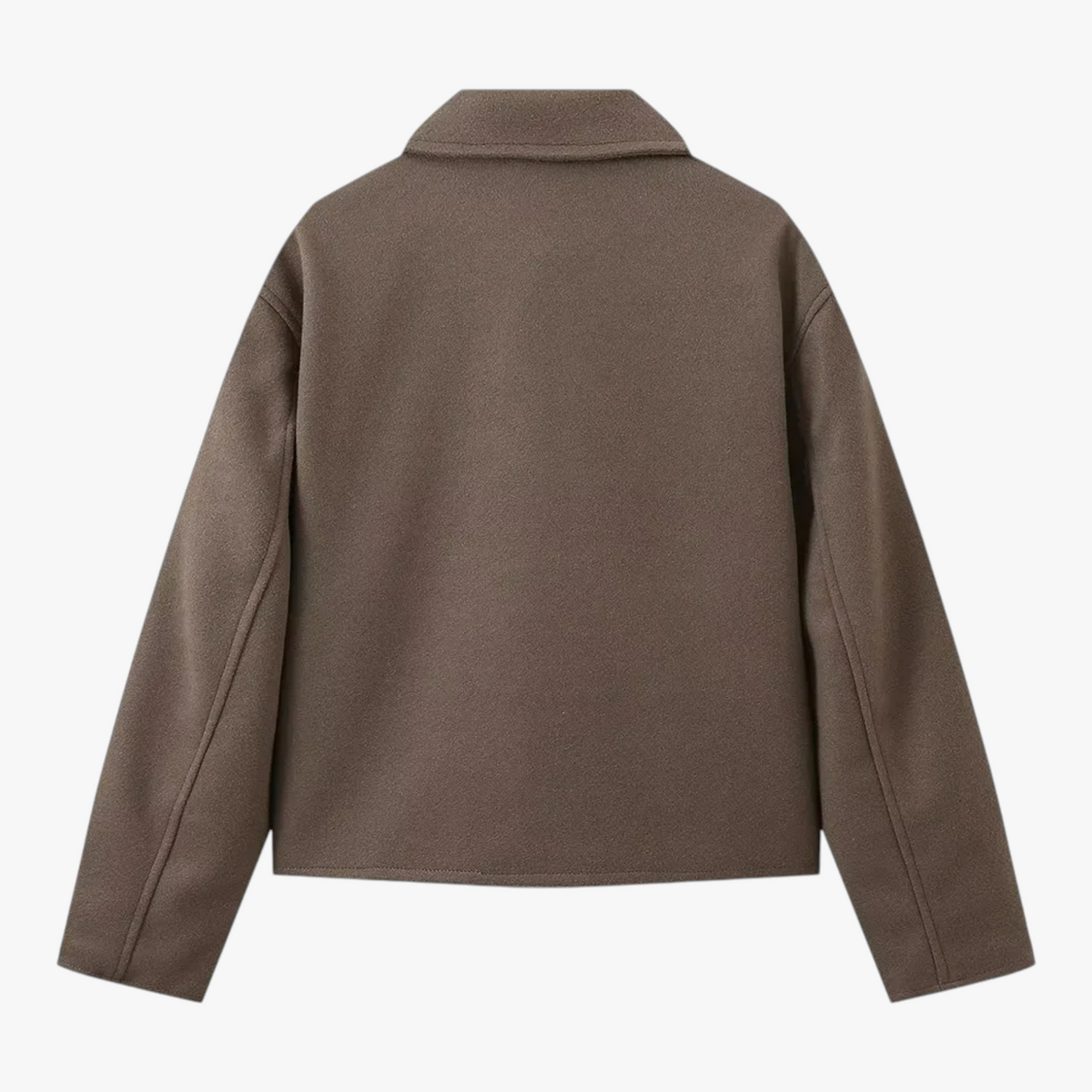 Kort damejakke med reverskrave lynlås lange ærmer vintage-inspireret design | Carmen
