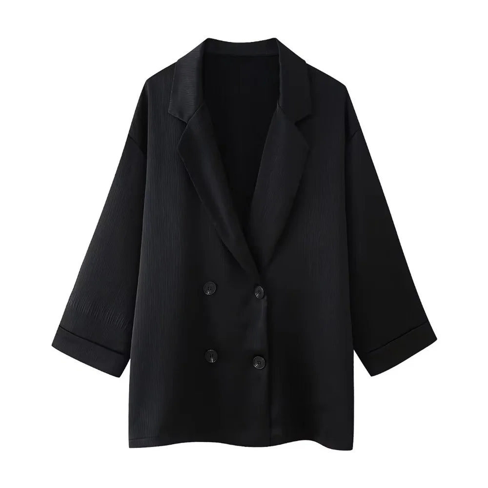 Blazer Sæt Løs Dobbeltradet Sommer | Nyvra