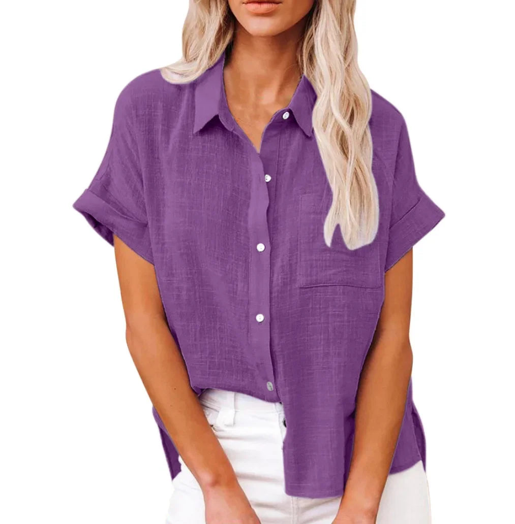 Blouse Løs Casual Sommer Kortærmet | Elvoro