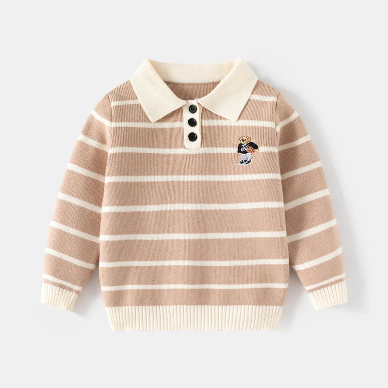 Kenvor Lio Unisex Børnesweater Stribet Langærmet Varm Vinter Komfort