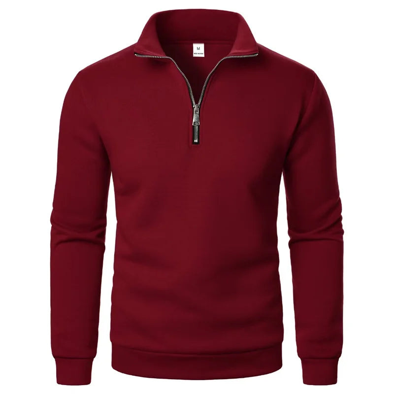 Herre sweatshirt med halv lynlås høj krave og lange ærmer | Étienne