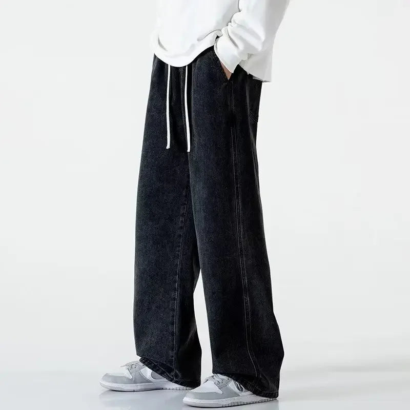 Baggy Jeans Elastisk Talje Letvasket Denim | Calvix