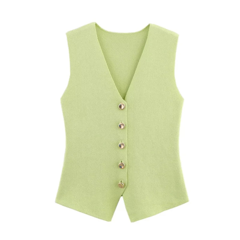 Top Ærmeløs V-Neck Casual Stretch | Orvyn