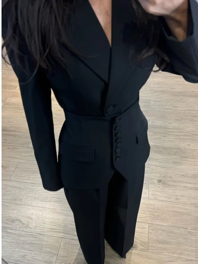 Wide Leg Sæt Høj Talje Polyester | Zenvira