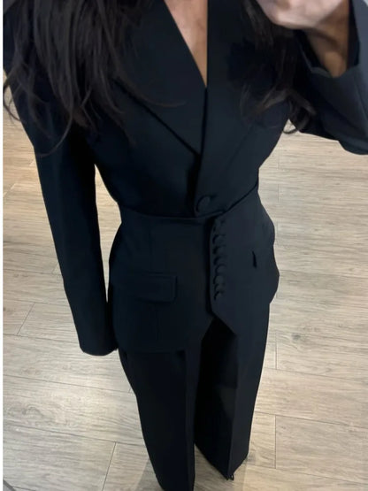 Wide Leg Sæt Høj Talje Polyester | Zenvira