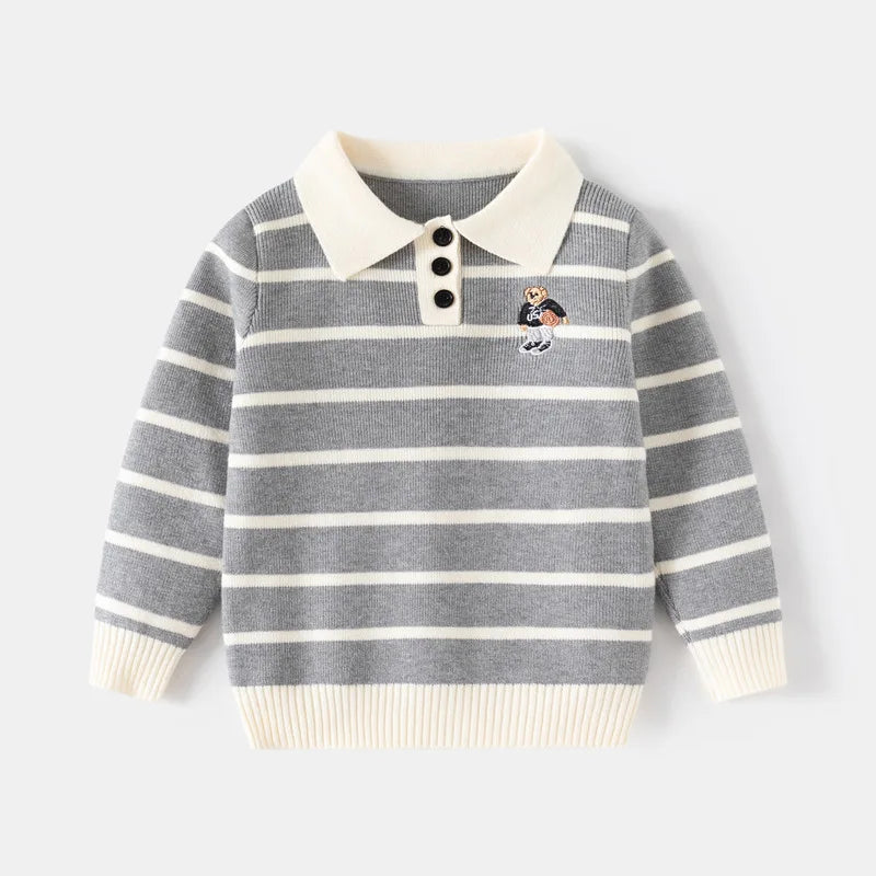 Kenvor Lio Unisex Børnesweater Stribet Langærmet Varm Vinter Komfort