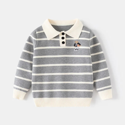 Kenvor Lio Unisex Børnesweater Stribet Langærmet Varm Vinter Komfort