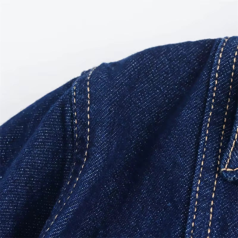 Cropped Denim Bluse Klassisk Krave | Luseva