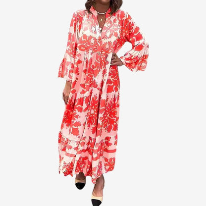 Midi Kjole Printet Oversized lange ærmer | Camelia