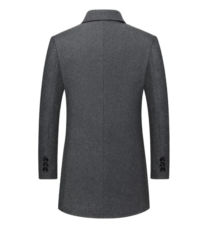 Lang herrefrakke med uld klassisk krave lommer og smart casual design | Gaëtan