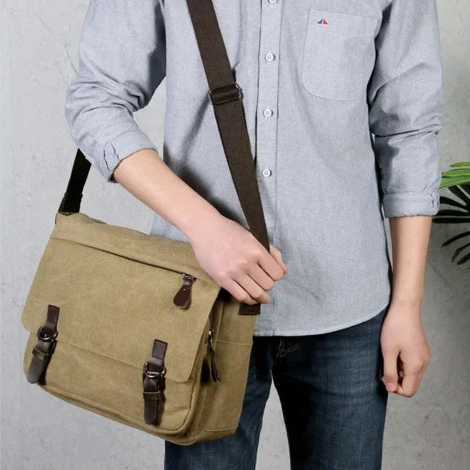 Skuldertaske Canvas Crossbody Unisex Justerbar Rummelig Hverdag Arbejde Rejse | Dario