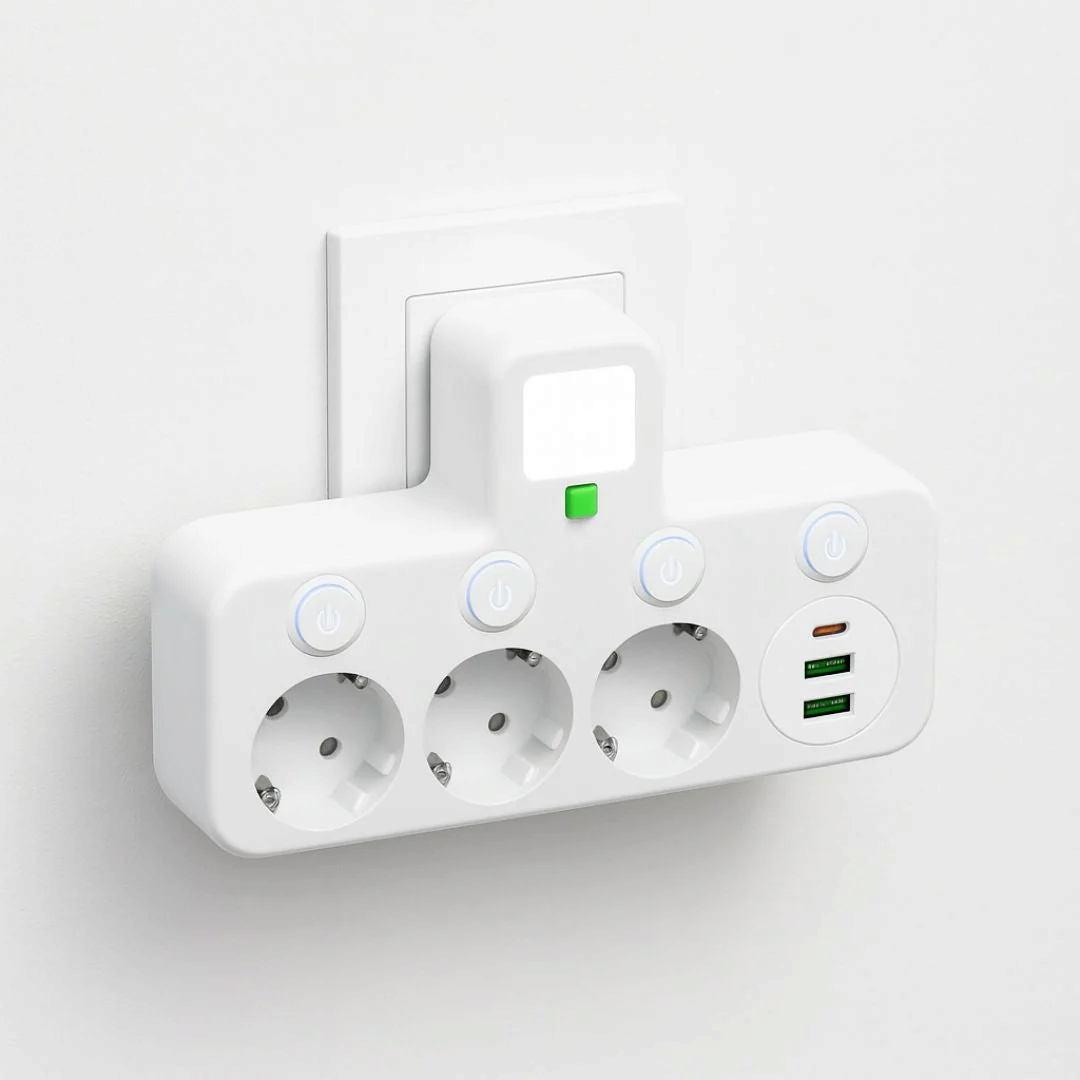 Multifunktionel stikdåse med USB og USB-C til opladning | Javier