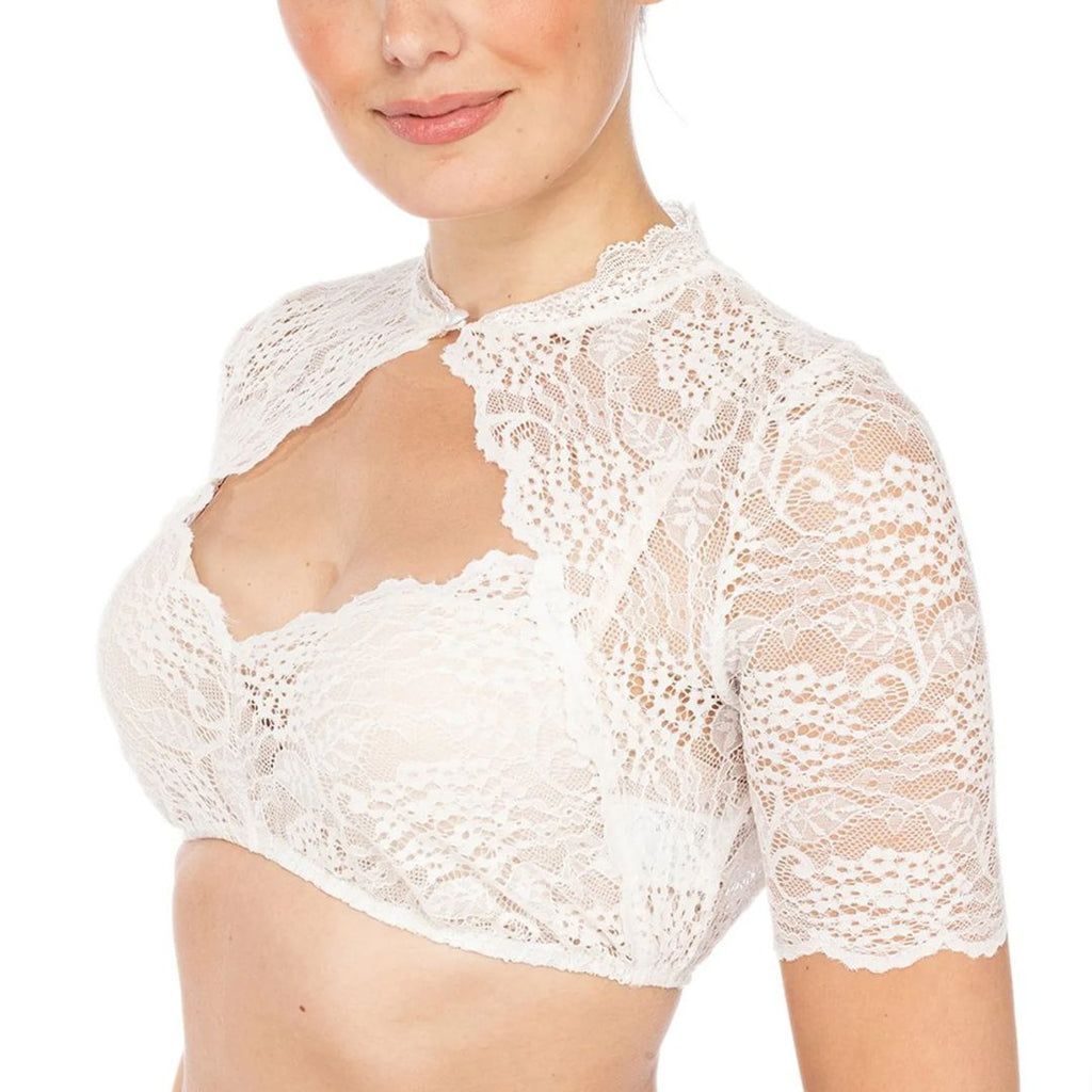 Dirndl Bluse Blonde Cropped Hjerteudskæring Oktoberfest Dame | Arianna