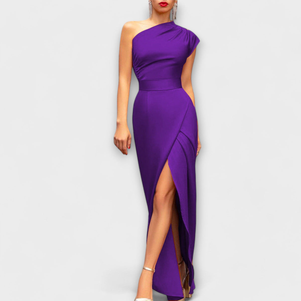 Kjole Asymmetrisk One Shoulder Maxi Løs Pasform | Virel