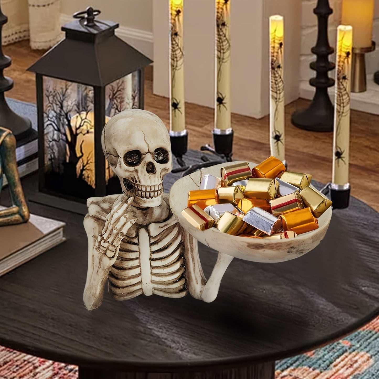 Skelet Skålholder Harpiks Halloween Dekoration | BoneServe