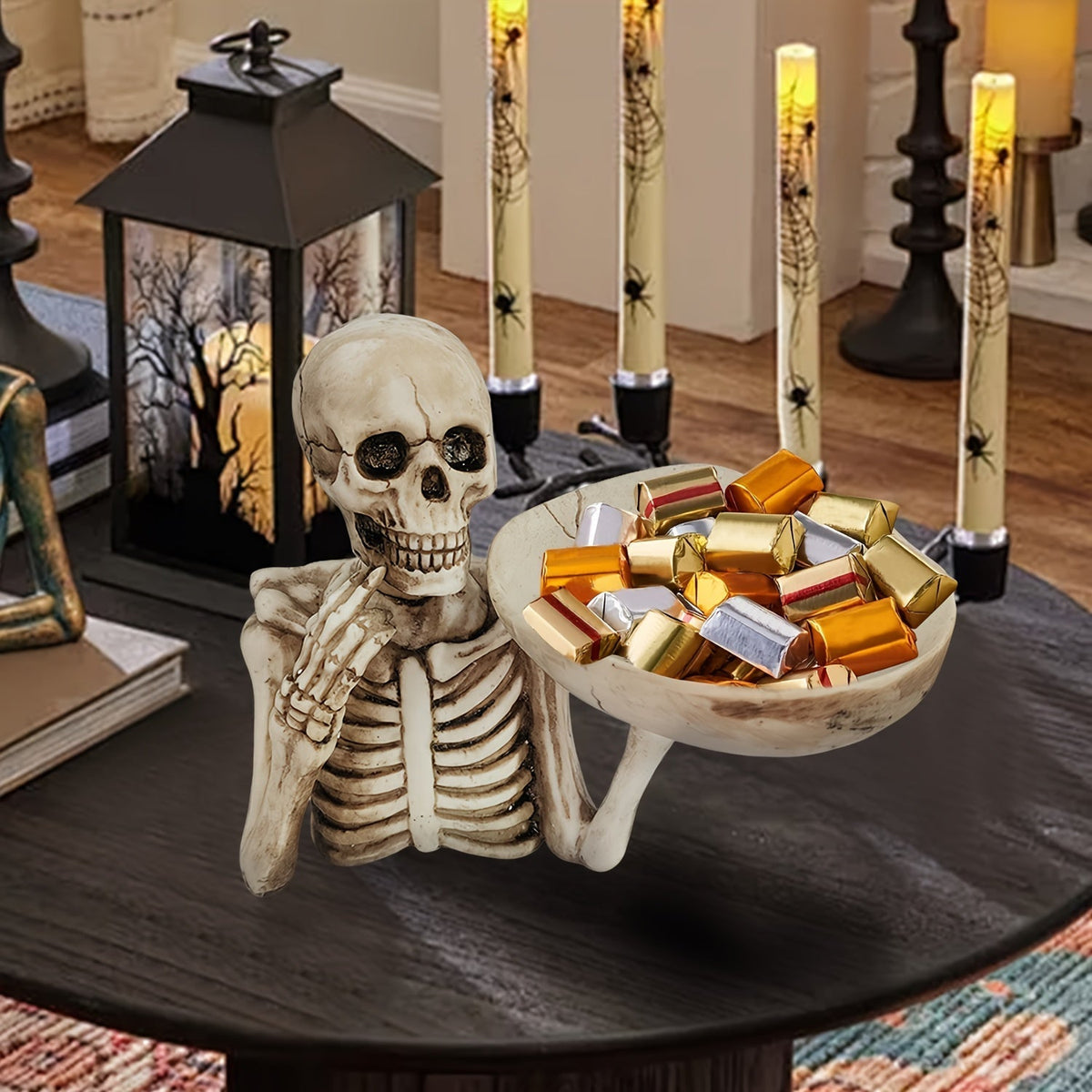 Skelet Skålholder Harpiks Halloween Dekoration | BoneServe