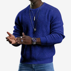 Strikket herretrøje i bomuld med rund hals | Tiberius