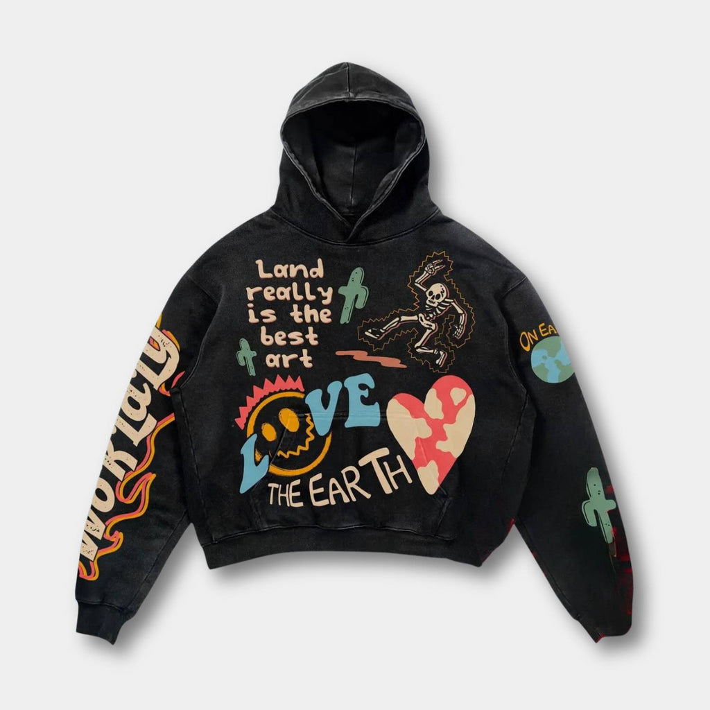 Unisex hoodie med grafisk print hætte og afslappet streetwear-design | Noah