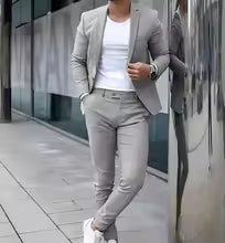 Alviro Senn Herre Linned Sæt Sommer Slim Fit Elegant Åndbart