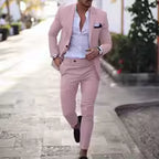 Alviro Senn Herre Linned Sæt Sommer Slim Fit Elegant Åndbart