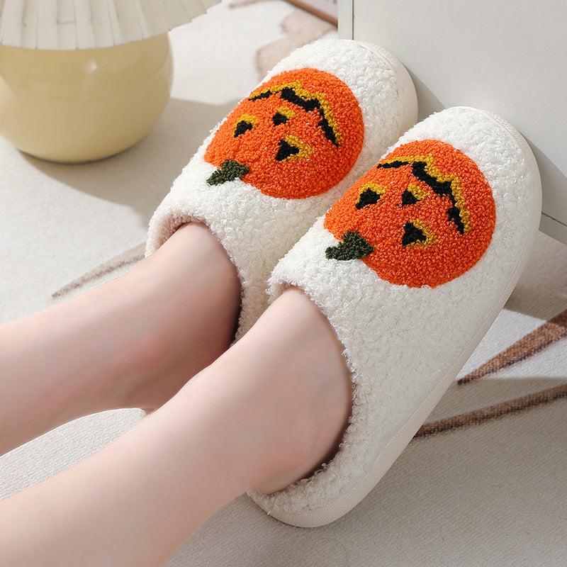 Halloween Sutsko Blødt Bomuldsfor Gummisål Græskardesign Slip-On | Pumpettofs