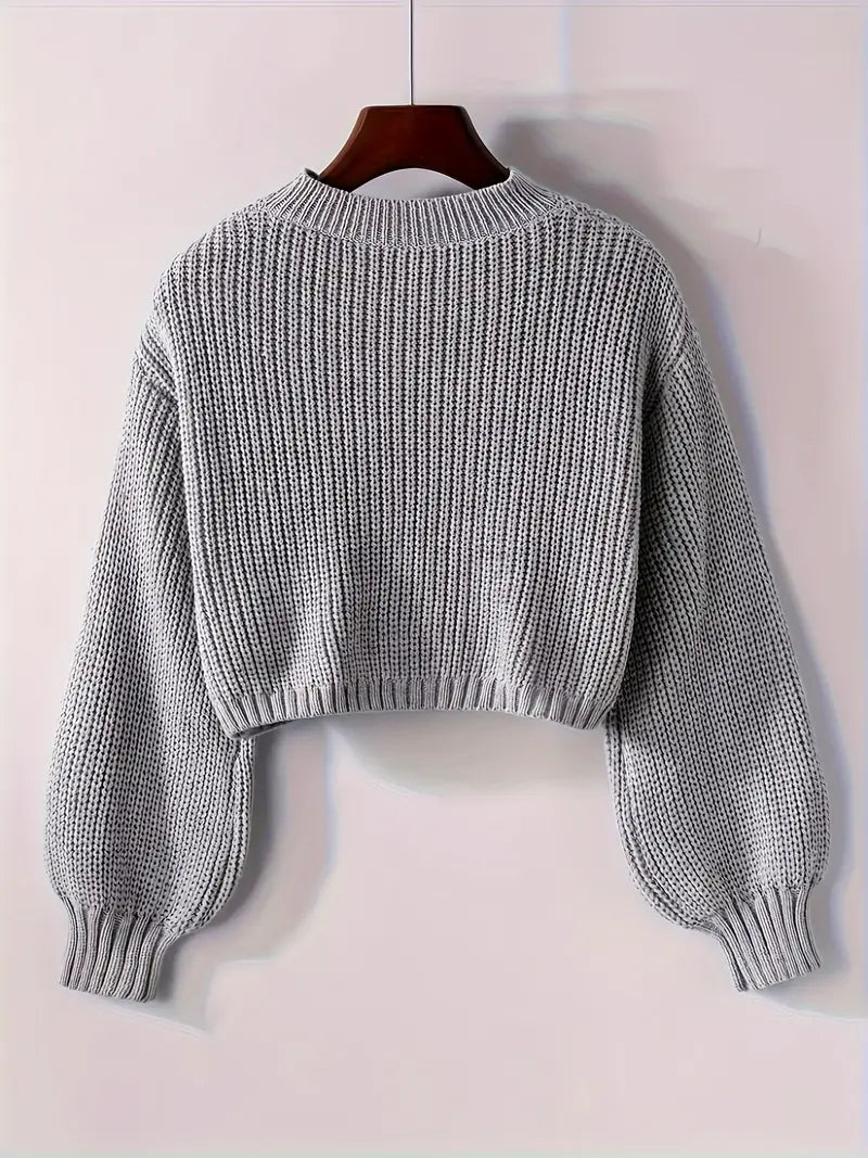 Striktrøje Cropped Blød Blouson Ærmer | Virela