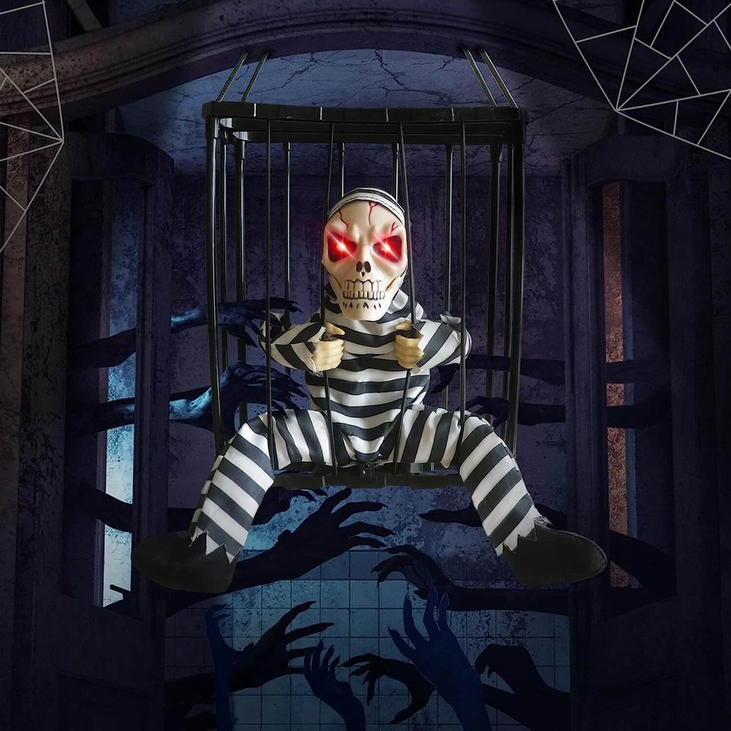 Skeletdekoration Sensor Lyd Bur Halloween | CageRattle