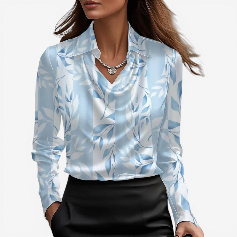 Bluse Slim Fit Høj Krave Polyester | Luviana