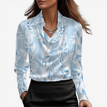 Bluse Slim Fit Høj Krave Polyester | Luviana