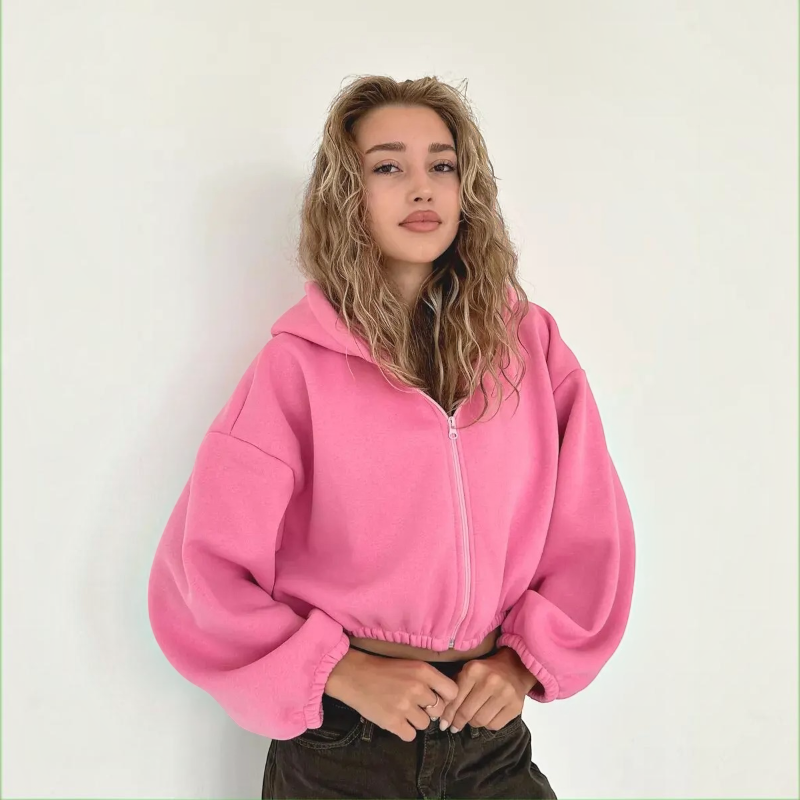 Hættetrøje med Lynlås Oversized Letvægt | Vintera