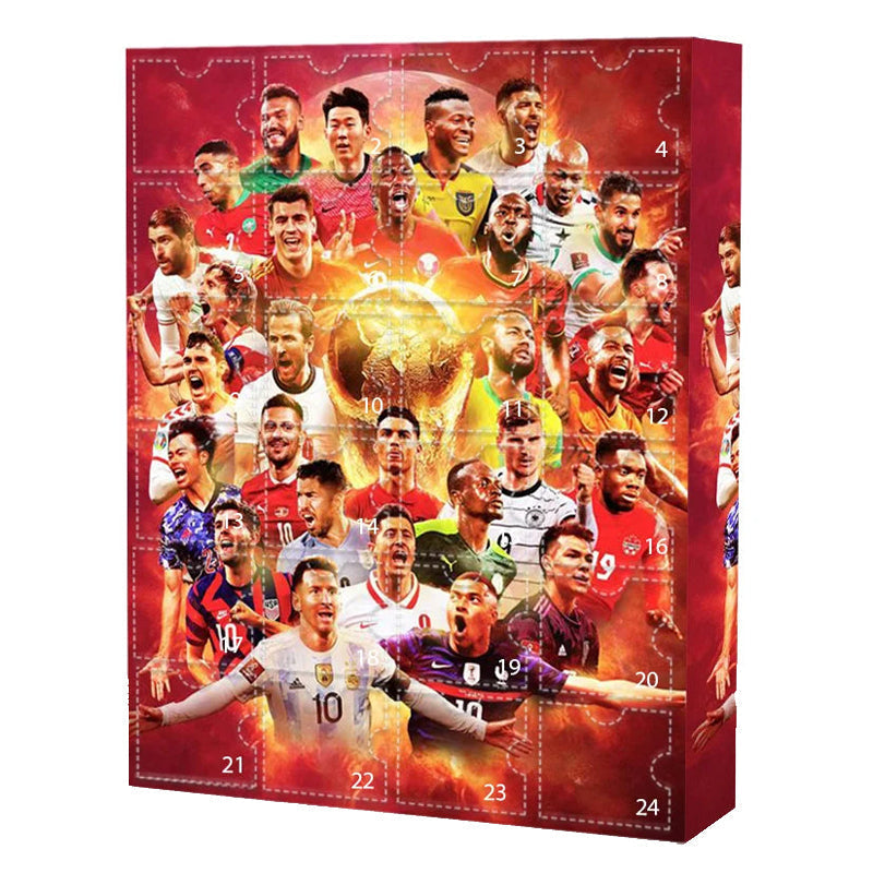 Fodboldjulekalender med 24 figurer og låger til nedtælling | FodboldAvent