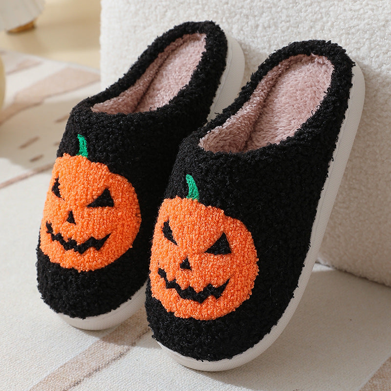 Halloween Sutsko Blødt Bomuldsfor Gummisål Græskardesign Slip-On | Pumpettofs