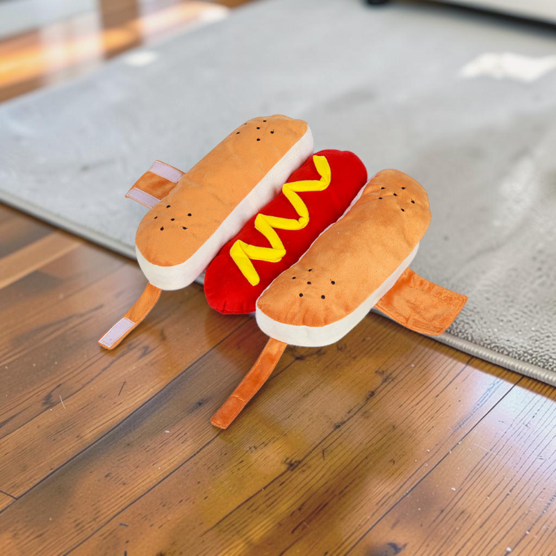 Hot dog hundekostume i blød polyester med velcrolukning til Halloween | Barnabé