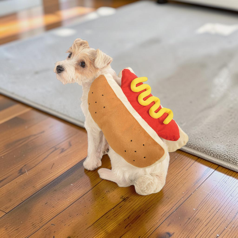 Hot dog hundekostume i blød polyester med velcrolukning til Halloween | Barnabé