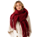 Langt damesjal i kashmir-look med frynser let design 240 cm | Isabelle